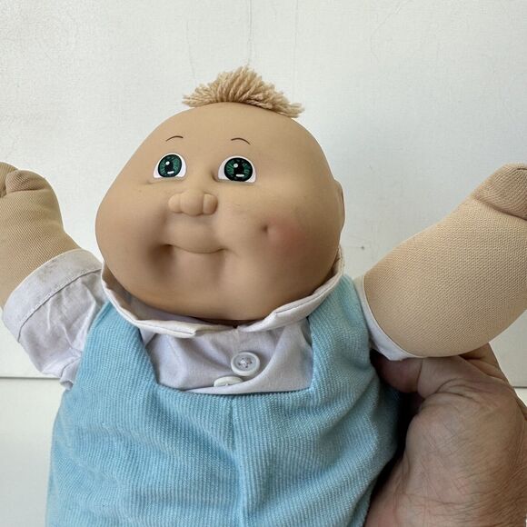 Vintage Cabbage Patch Doll Baby Boy Blue Sailor Suit Diaper Hair Green Eyes 1982 - Picture 2 of 6